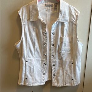 Chico’s Platinum White Denim Sleeveless Vest
